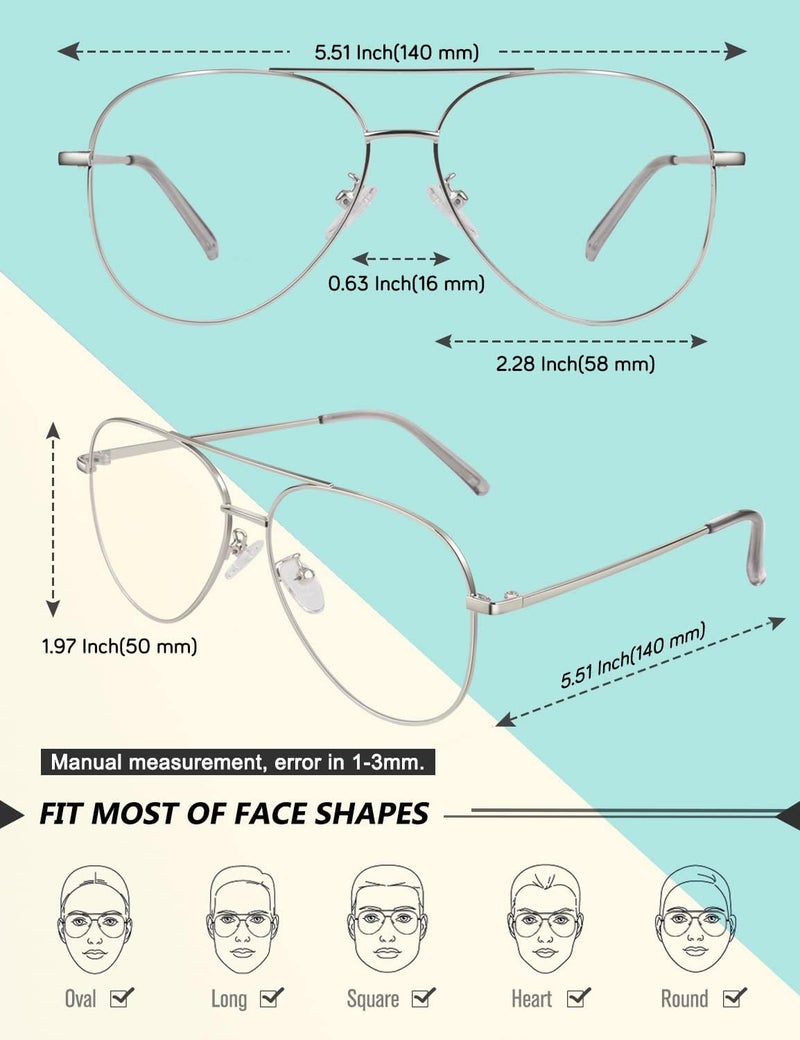 GQUEEN Fake Glasses Women Men Clear Lens Metal Frame UV400 Protection Fashion Retro Pilot Style Eyeglasses - Image 5